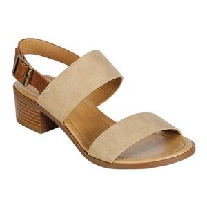 Camel & Tan City Classified Tum Low Stacked Heel Ankle Strap Sandal Size 7